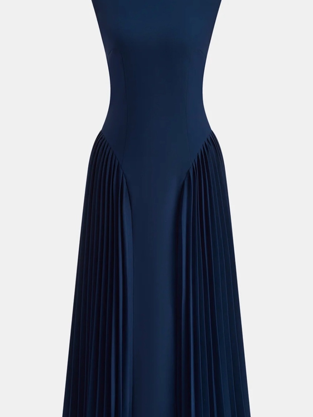 Commense Navy Pleated Maxi Dress